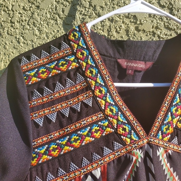 Ranna Gill Anthropologie Boho Aztec Tunic Blouse - Picture 3 of 7